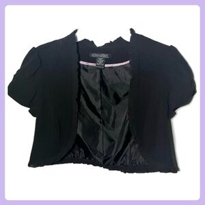Vintage Black Ruffled Mini Blazer